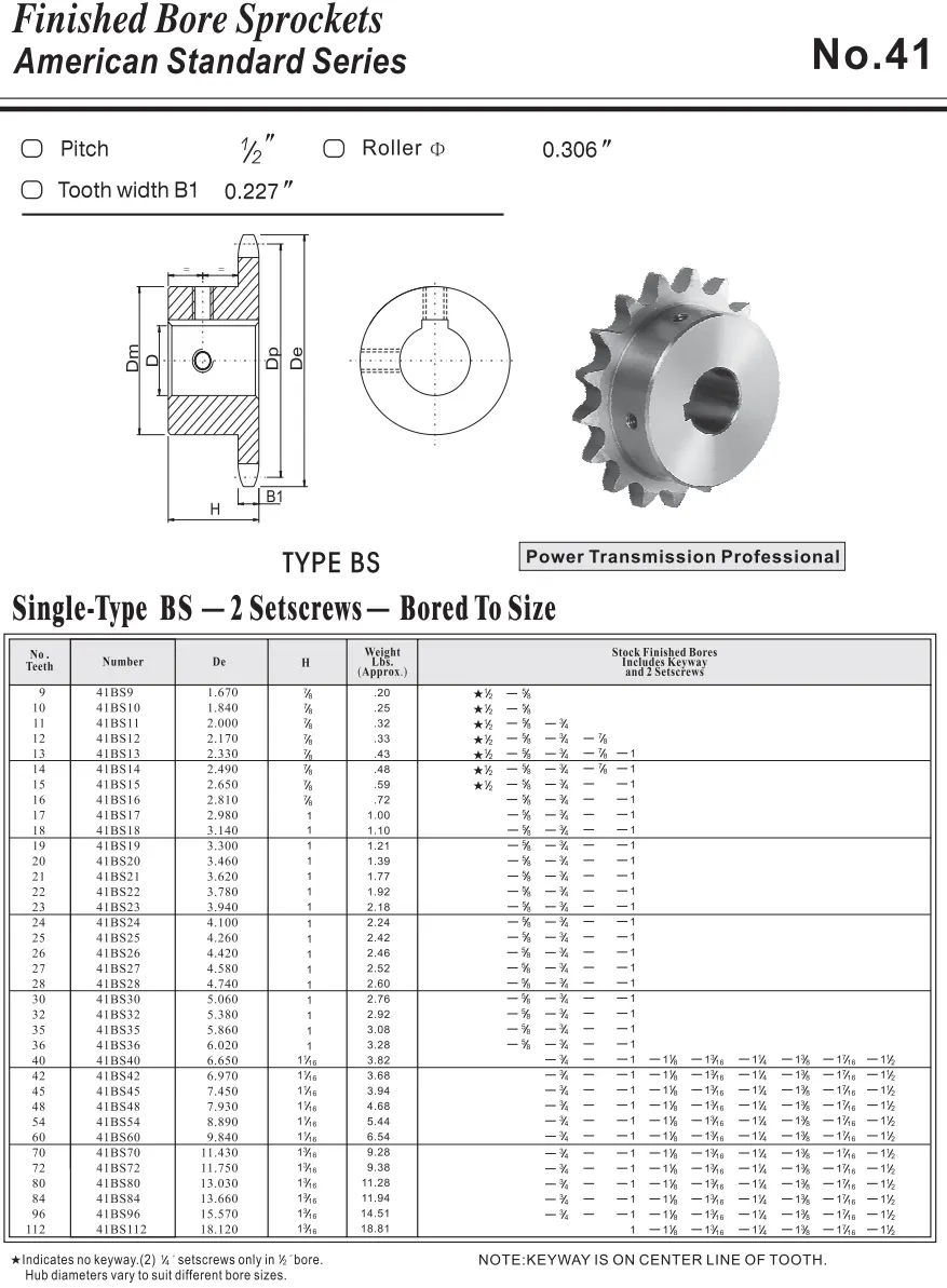41bs Finished Bore Sprocket