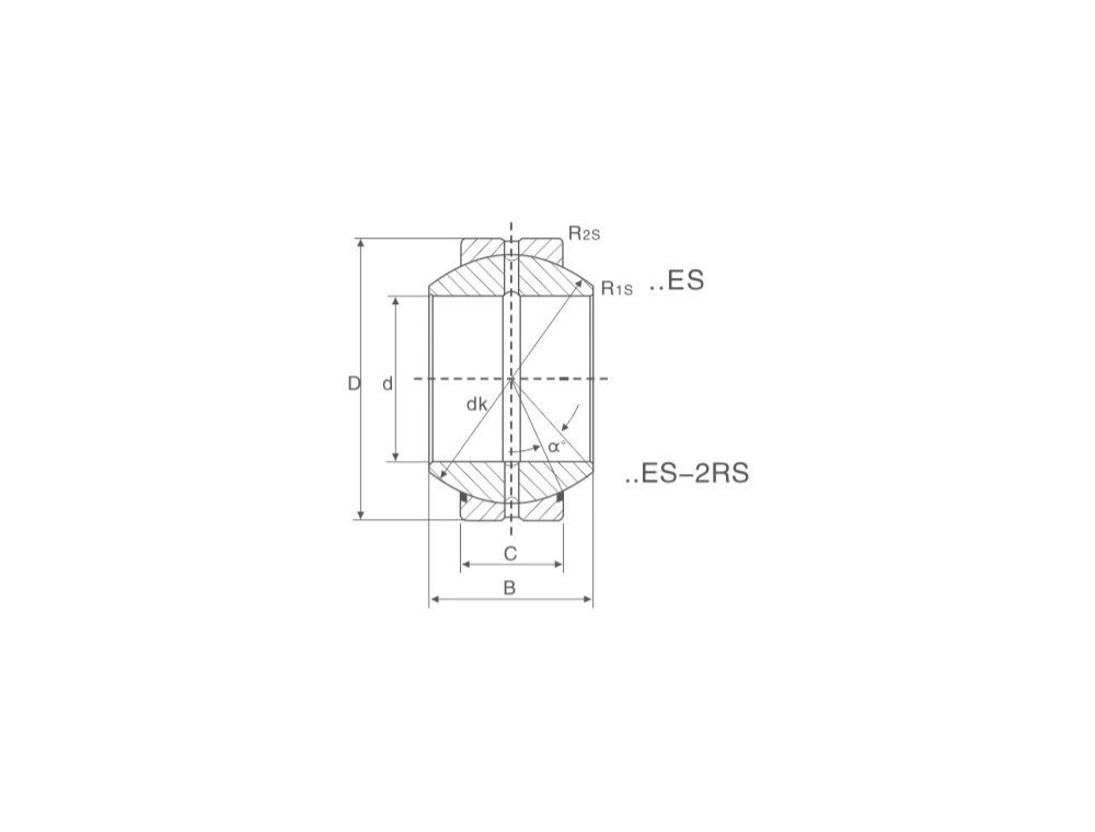 GEG C Heavy-Duty Spherical Plain Bearing &ndash; Maintenance-Free PTFE technical drawing and dimensions