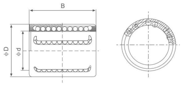 KH Mini Linear Bearings specification and dimensional drawing