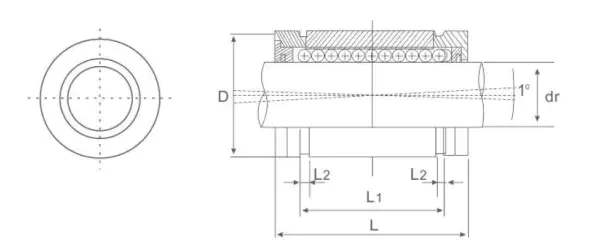 LMBS Inch Precision Linear Bearings specification and dimensional drawing