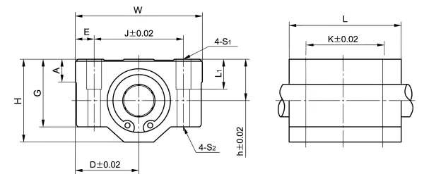 LN-11G Plastic Linear Bearing Pillow Block – Standard specification and dimensional drawing