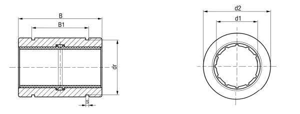 LIN-01R Plastic Linear Bearings specification and dimensional drawing