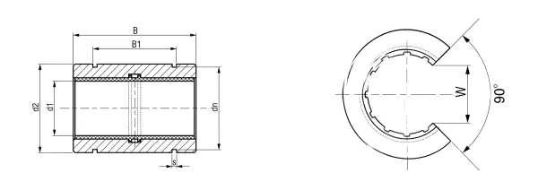 LIN-01RK Plastic Linear Bearings specification and dimensional drawing