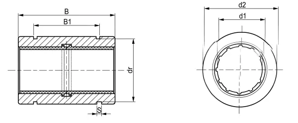 LIN-01RS Plastic Linear Bearings specification and dimensional drawing