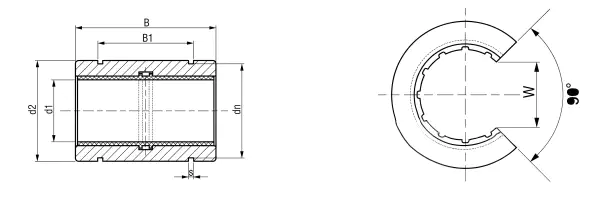 LIN-01RSK Open Plastic Linear Bearings specification and dimensional drawing