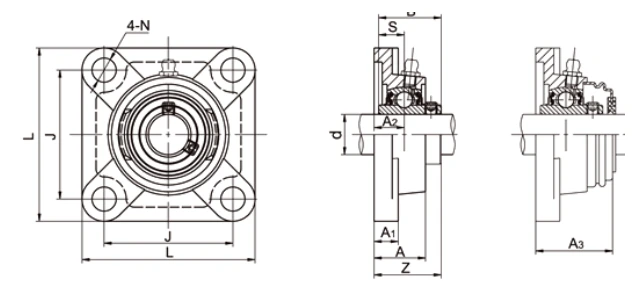 UCF bearing series engineering drawing