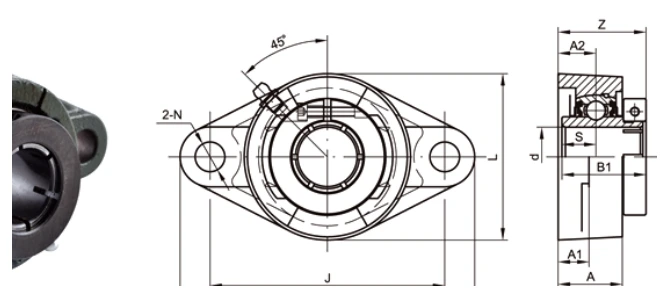 ueft-2-bolt-flange-bearing-units-drawing
