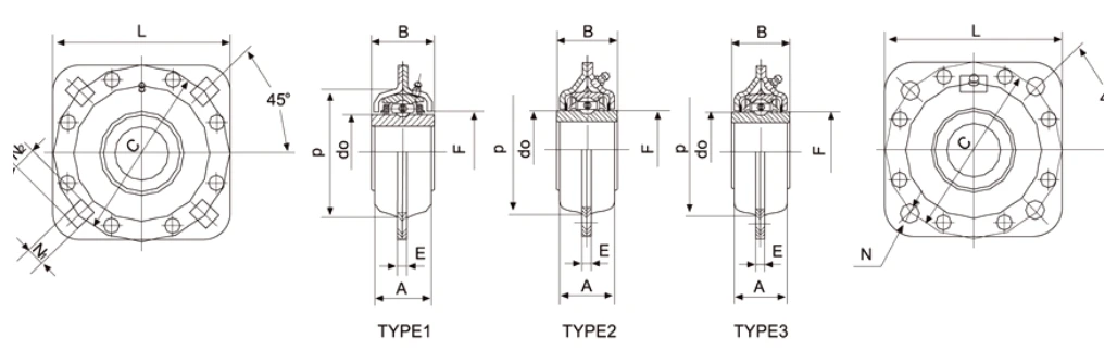 209/211/491 Disk Harrow bearing series engineering drawing