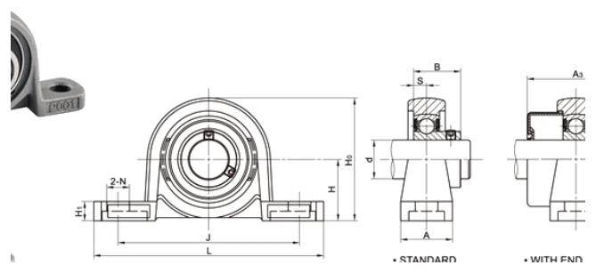 KP/KFL bearing series engineering drawing