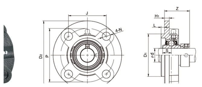 NAFC bearing series engineering drawing