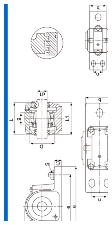 SAF500 bearing series engineering drawing