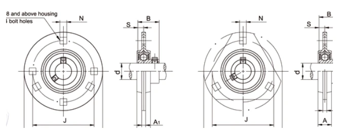 SBPF200/SBPFT200 bearing series engineering drawing
