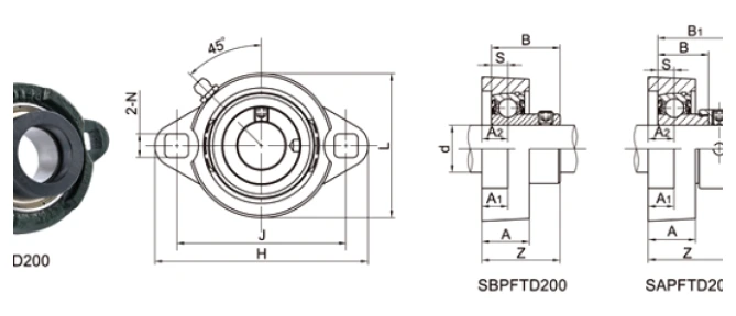 SBPFTD/SAPFTD bearing series engineering drawing