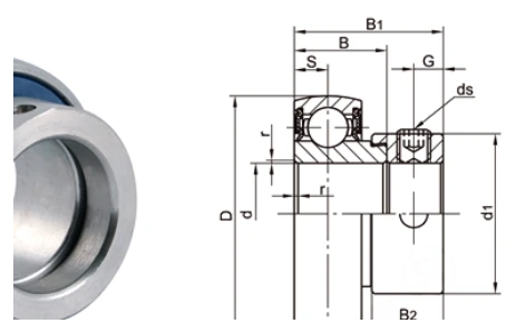 SK/SU bearing series engineering drawing