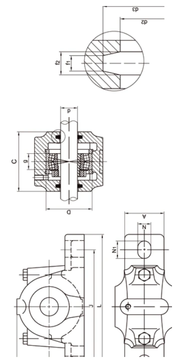SN500 bearing series engineering drawing