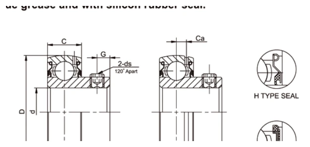 SSB bearing series engineering drawing