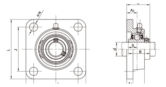SSUCF..A bearing series engineering drawing