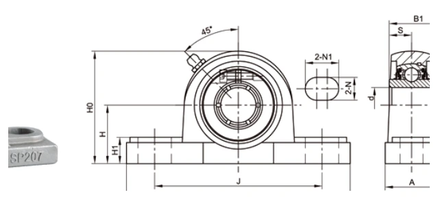 SSUEP..ESB bearing series engineering drawing