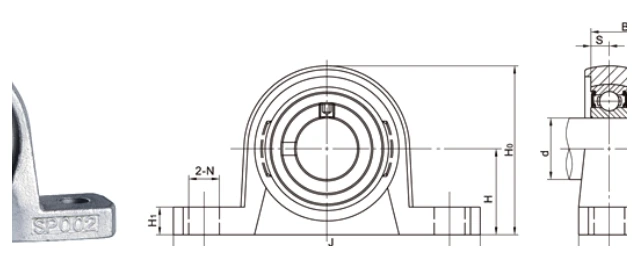 SSUP/SSUFL bearing series engineering drawing