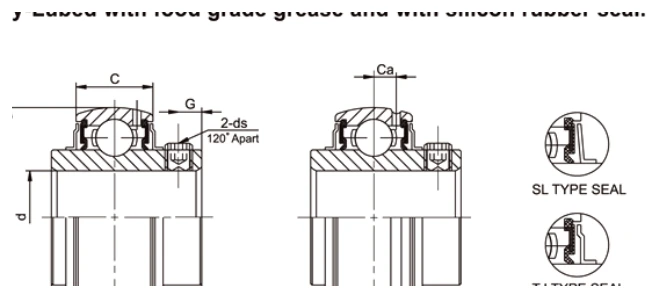 SUC bearing series engineering drawing
