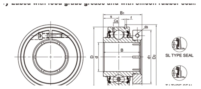 SUER bearing series engineering drawing
