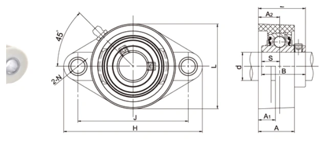TP-SUCFL bearing series engineering drawing
