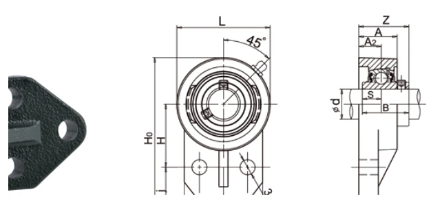 UCFB bearing series engineering drawing