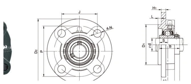 UCFC bearing series engineering drawing