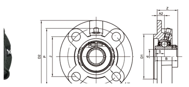 UCFCS bearing series engineering drawing