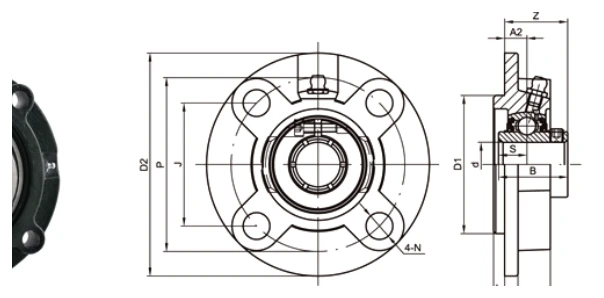UCFCSX bearing series engineering drawing