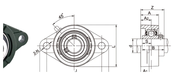 UCFLX bearing series engineering drawing