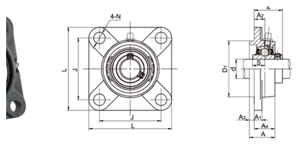 UCFS300 bearing series engineering drawing