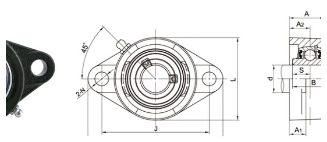 UCFT bearing series engineering drawing