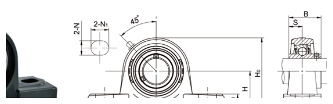 UCP300 bearing series engineering drawing