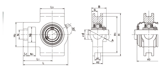 UCT bearing series engineering drawing