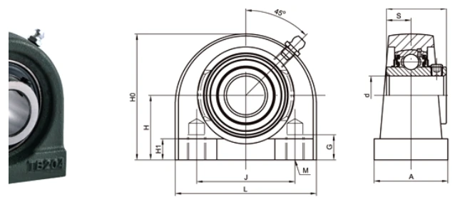 UCTB bearing series engineering drawing