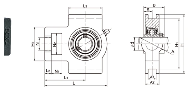 UCTX bearing series engineering drawing