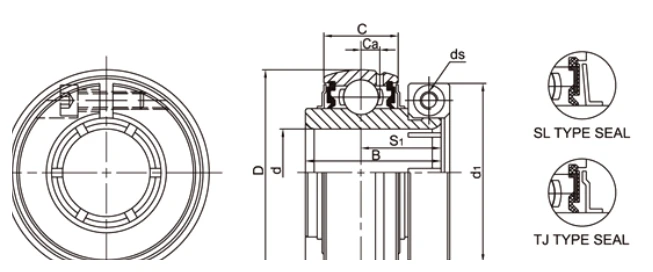 UE bearing series engineering drawing