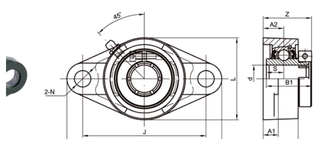 UEFL bearing series engineering drawing