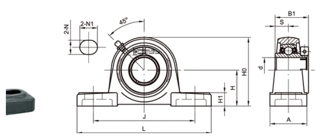 UEP bearing series engineering drawing