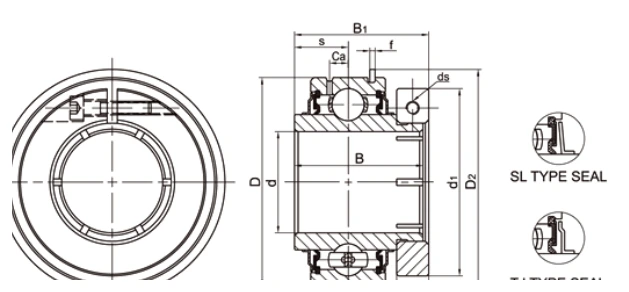 UER bearing series engineering drawing