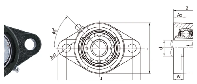 UKFL+H bearing series engineering drawing