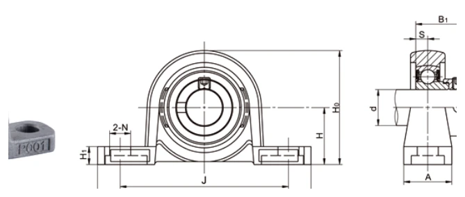 UP/UFL bearing series engineering drawing