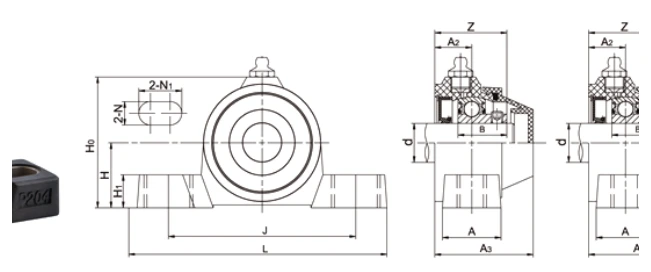 WP-SSBP bearing series engineering drawing
